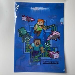 New Minecraft Clear Blue File Folder (With Axolotls) From Japan